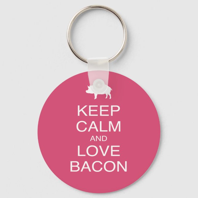 Behålla Lugn och Kärlek Bacon Print Gift Design Gr Nyckelring (Framsida)