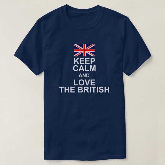 BEHÅLLA LUGN OCH KÄRLEK BRITTISKA FLAGGA T SHIRT (Design framsida)