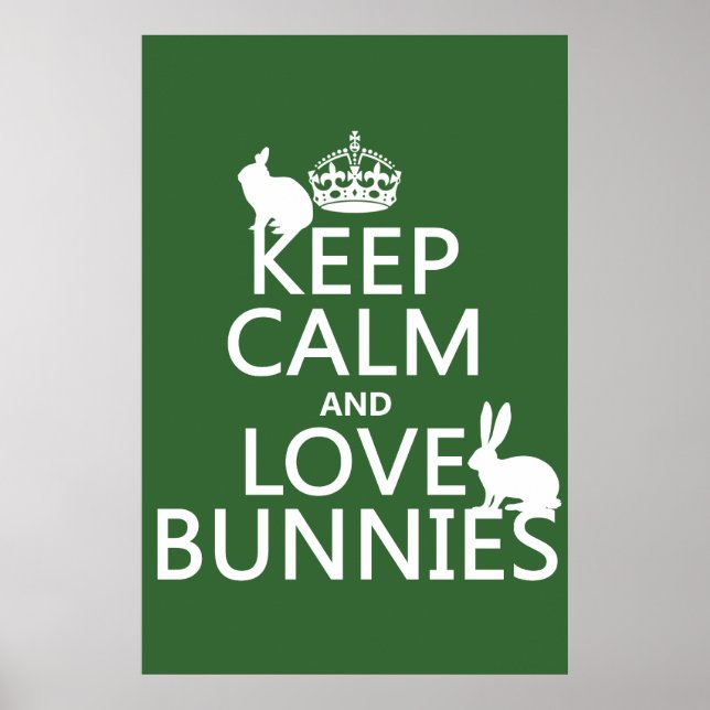 Behålla Lugn och Kärlek Bunnies - alla färg Poster (Framsidan)