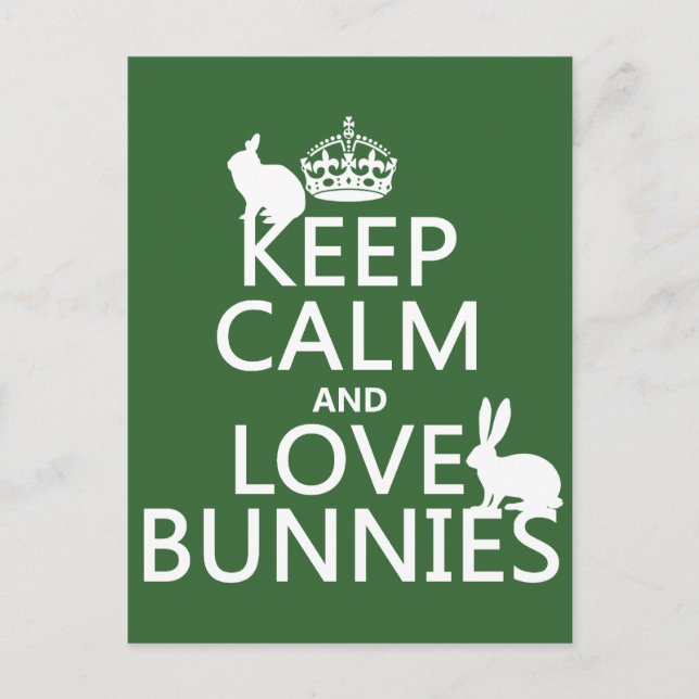 Behålla Lugn och Kärlek Bunnies - alla färger Vykort (Framsida)