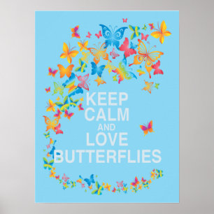 Behålla Lugn och Kärlek Butterflies Art Print Butt Poster