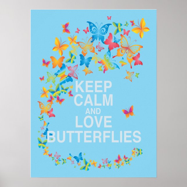 Behålla Lugn och Kärlek Butterflies Art Print Butt Poster (Framsidan)