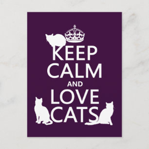 Behålla Lugn och Kärlek Cats (i alla färg) Vykort