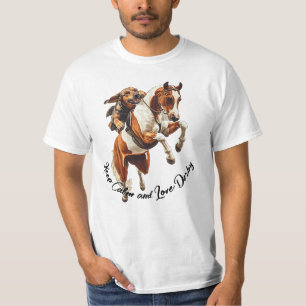 Behålla Lugn och Kärlek Derby. Stiliserade hästar T Shirt