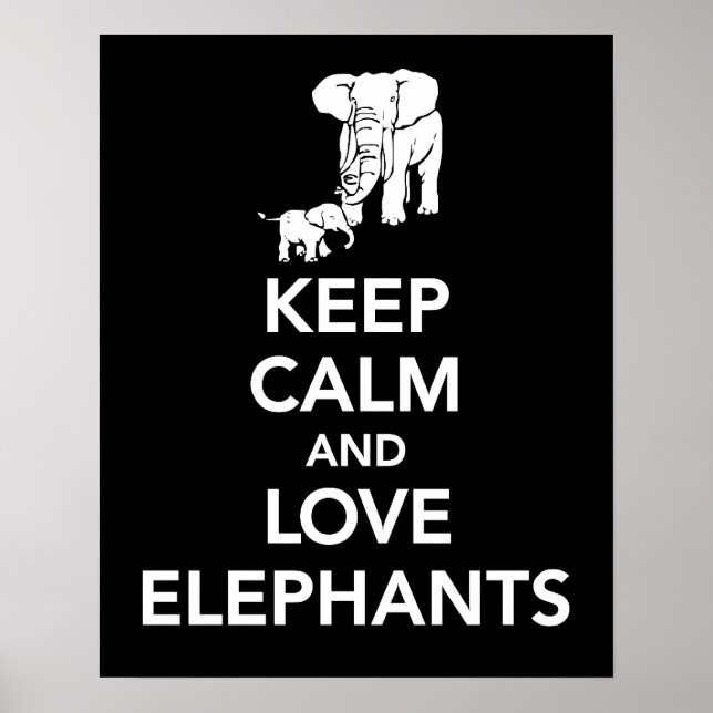 Behålla Lugn och Kärlek Elephants skriver ut eller Poster (Framsidan)