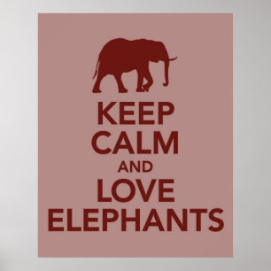 Behålla Lugn och Kärlek Elephants skriver ut eller Poster