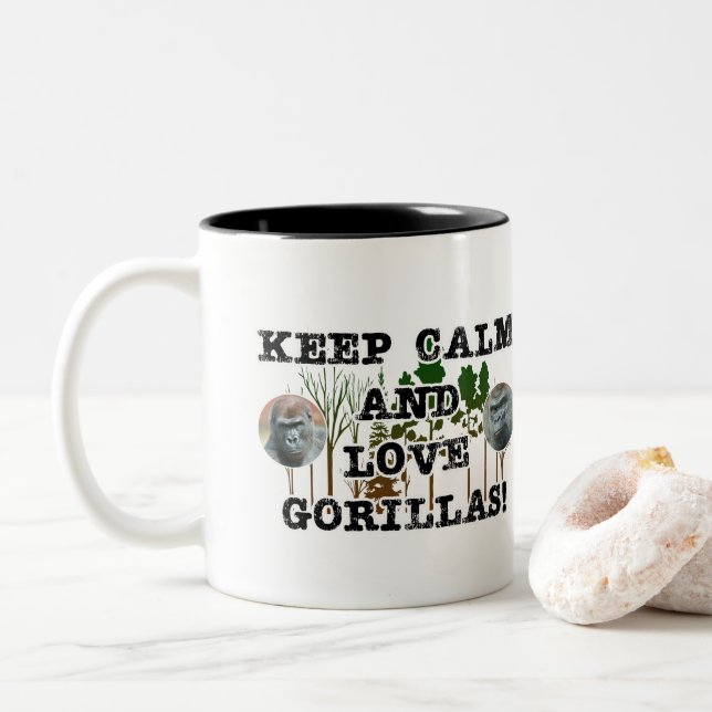 "Behålla lugn och kärlek gorillas Två-Tonad Mugg (Med munk)