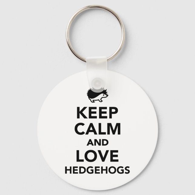 Behålla lugn och kärlek hedgehogs nyckelring (Framsida)