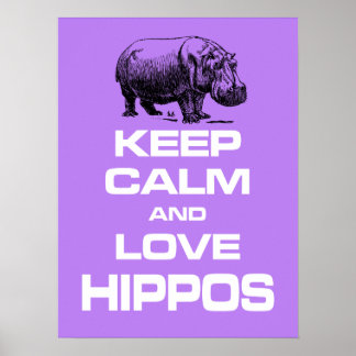 Behålla Lugn och Kärlek Hippos Hippotamus poster d