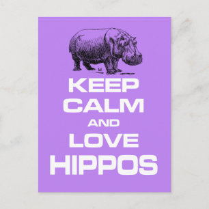 Behålla Lugn och Kärlek Hippos Hippotamus Roligt D Vykort