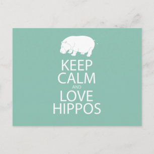 Behålla Lugn och Kärlek Hippos Skriv ut Hippopotam Vykort