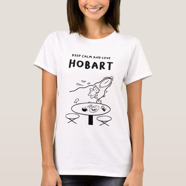 Behålla Lugn och Kärlek Hobart | Katt och Café Bor T Shirt (Framsida)