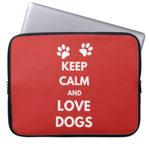 Behålla lugn och kärlek hundar laptop sleeve
