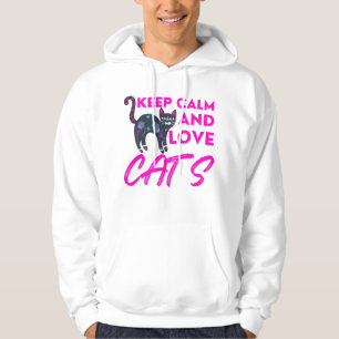 Behålla Lugn och Kärlek Katt jul Hoodie