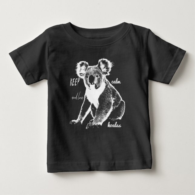 Behålla lugn och kärlek Koalas Baby T-Shirt (Framsida)