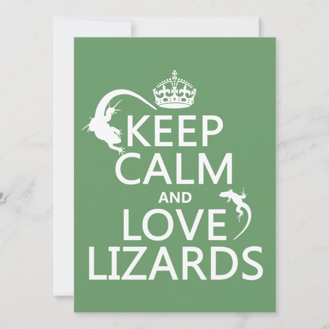 Behålla Lugn och Kärlek Lizards - alla färger Inbjudningar (Framsida)