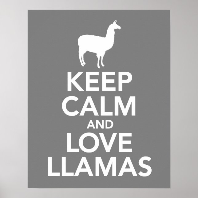 Behålla Lugn och Kärlek Llamas skriver ut eller po Poster (Framsidan)
