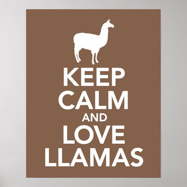 Behålla Lugn och Kärlek Llamas skriver ut eller po Poster (Framsidan)
