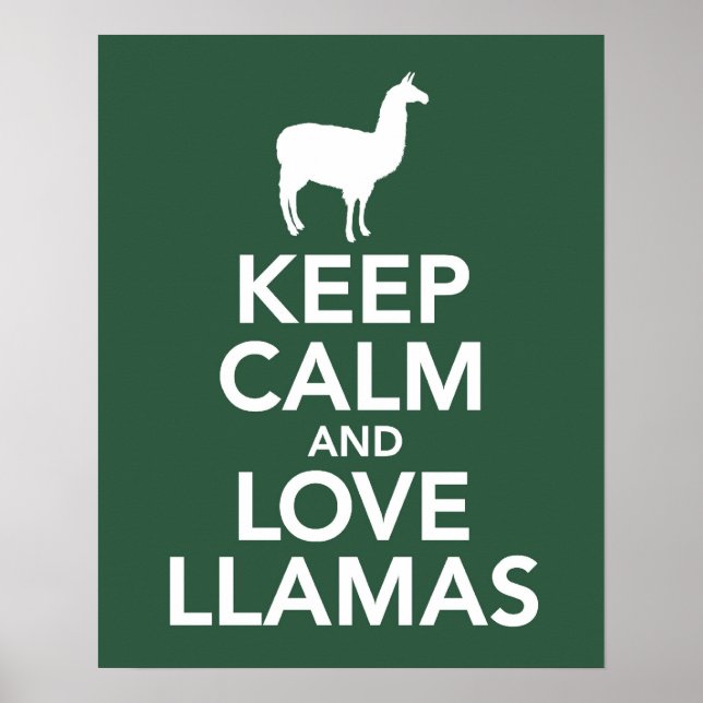 Behålla Lugn och Kärlek Llamas skriver ut eller po Poster (Framsidan)