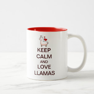 Behålla Lugn och Kärlek Llamas Två-Tonad Mugg
