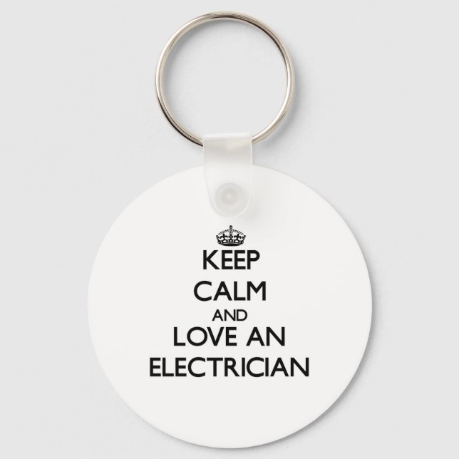 Behålla Lugn och Kärlek och elektriker Nyckelring (Framsida)