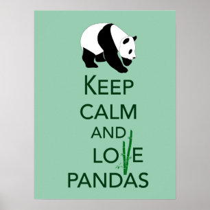Behålla Lugn och Kärlek Pandas Fine Art Print in G Poster