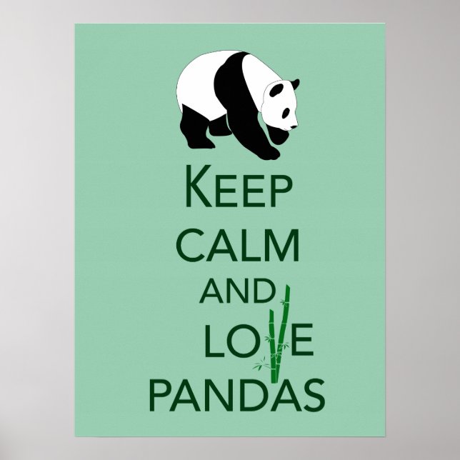 Behålla Lugn och Kärlek Pandas Fine Art Print in G Poster (Framsidan)