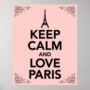 Behålla Lugn och Kärlek Paris Poster