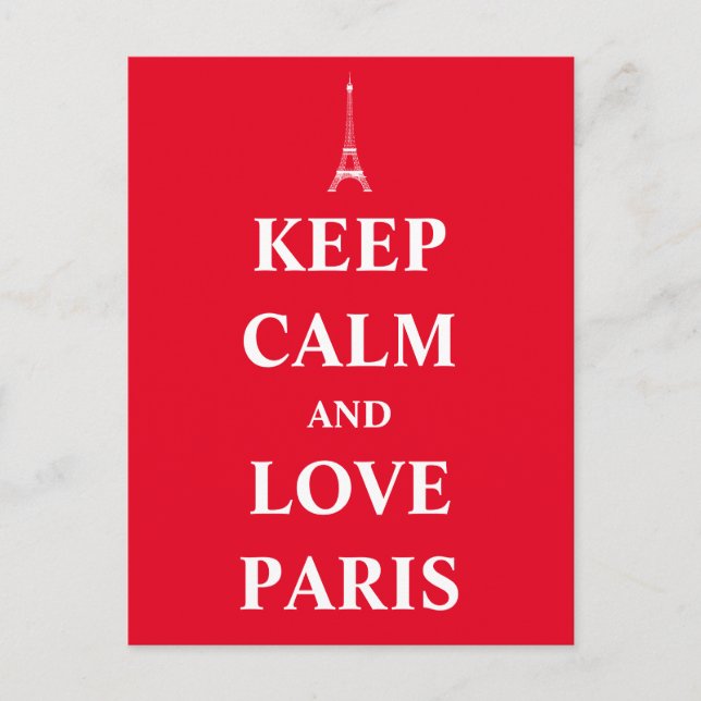 Behålla lugn och kärlek Paris Vykort (Framsida)