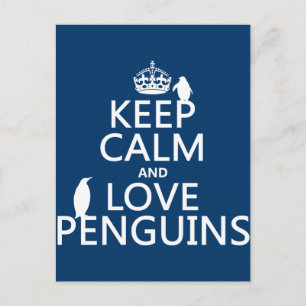 Behålla Lugn och Kärlek Penguins (oavsett färg) Vykort