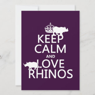 Behålla Lugn och Kärlek Rhinos (eventuellt bakgrun Inbjudningar
