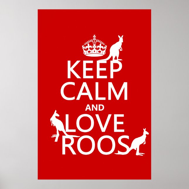 Behålla Lugn och Kärlek Roos (Kangaroos) Poster (Framsidan)