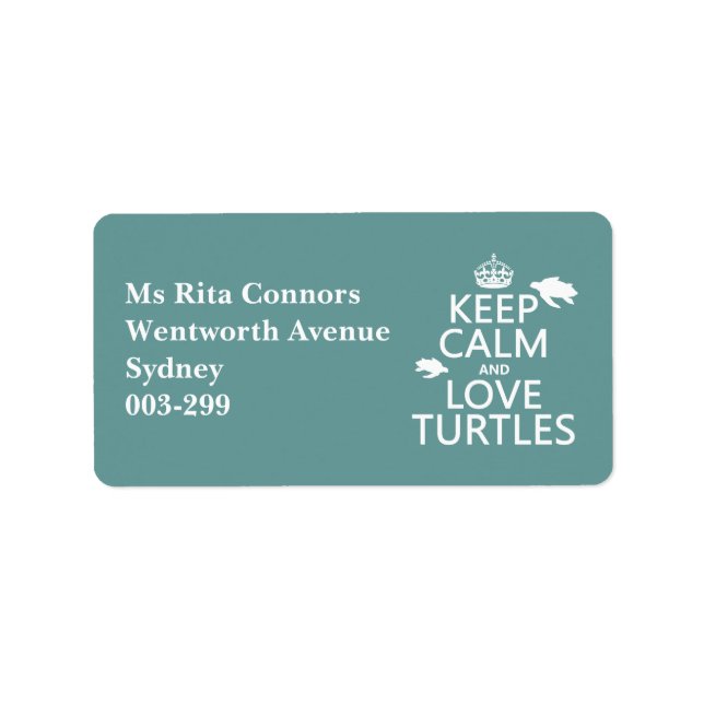 Behålla Lugn och Kärlek Turtles Adressetikett (Framsidan)