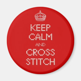 Behålla Lugn och Kor Stitch Magnet