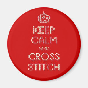 Behålla Lugn och Kor Stitch Magnet