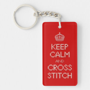 Behålla Lugn och Kor Stitch Nyckelring