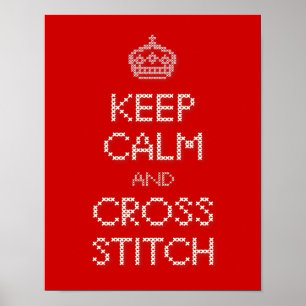 Behålla Lugn och Kor Stitch Poster