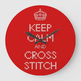 Behålla Lugn och Kor Stitch Stor Klocka