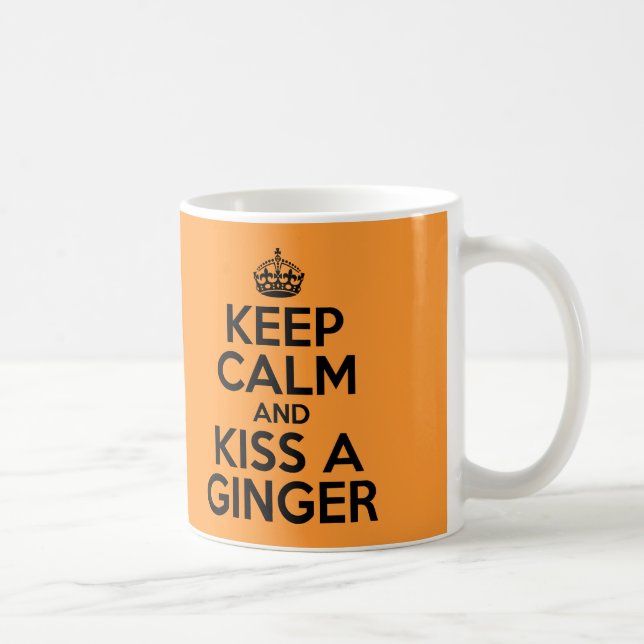 Behålla lugn och kyss ett Ginger-slogan med rött h Kaffemugg (Höger)