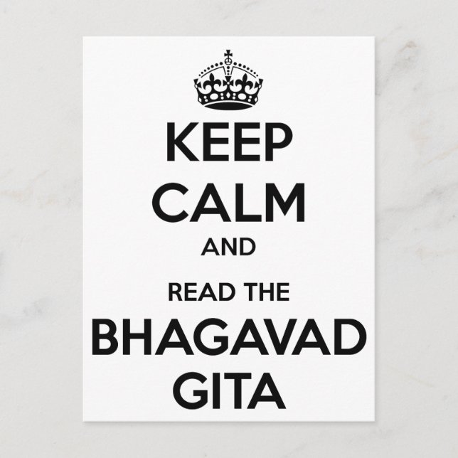 Behålla Lugn och Läs Bhagavad Gita Vykort (Framsida)