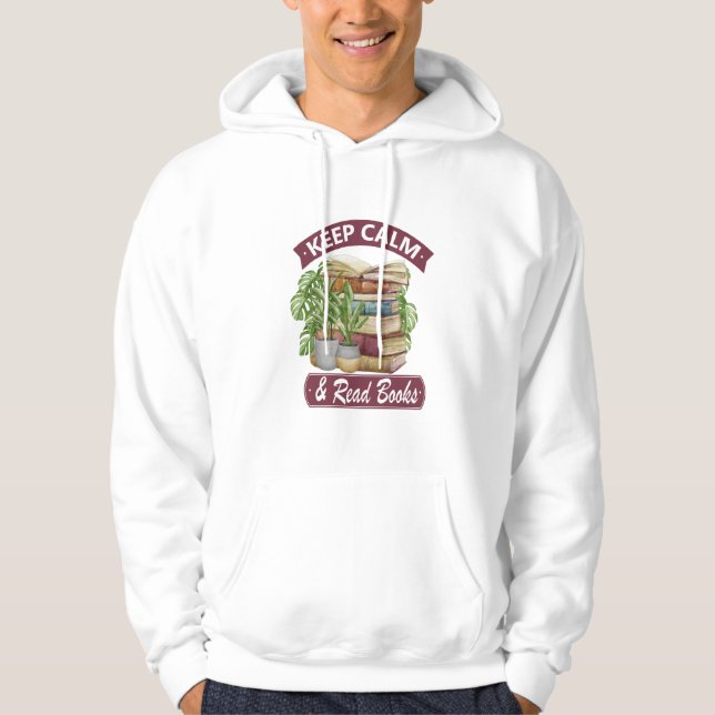 Behålla lugn och läs en bok hoodie (Framsida)