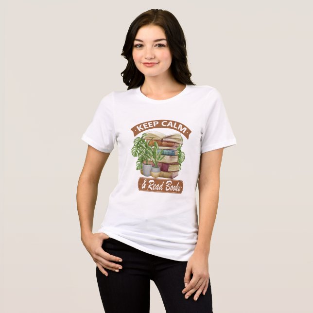 Behålla lugn och läs en bok t shirt (Framsida Full)