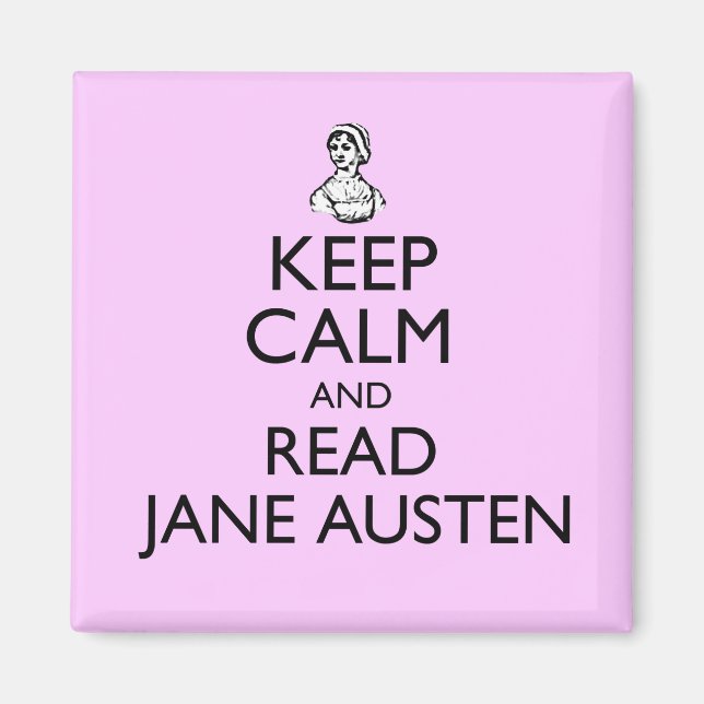 Behålla Lugn och läs Jane Austen Magnet (Framsidan)