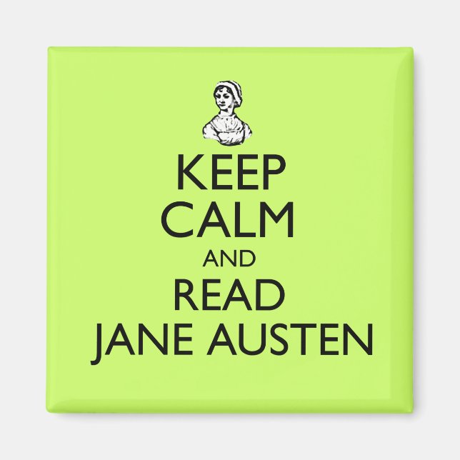 Behålla Lugn och läsning Jane Austen Magnet (Framsidan)