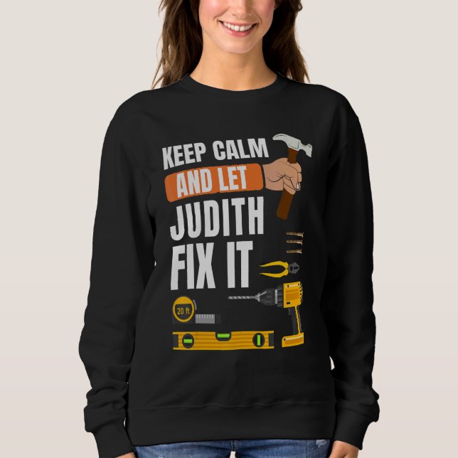 Behålla Lugn och låt Judith fixa Handymannen T Shirt (Framsida)