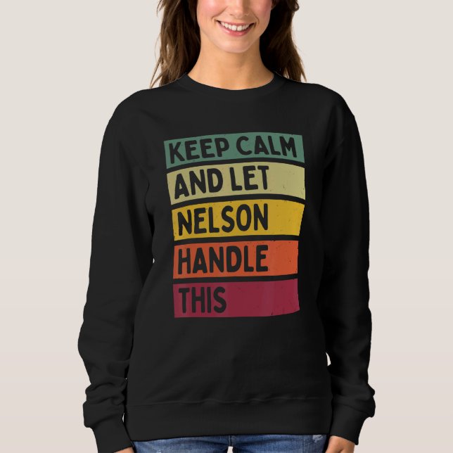 Behålla Lugn och låt Nelson hantera denna Retro-of T Shirt (Framsida)
