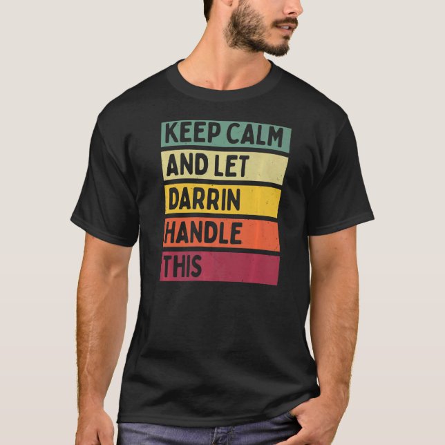 Behålla Lugn och låt skrapan hantera den här Retro T Shirt (Framsida)