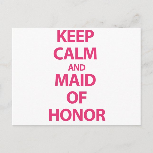 Behålla Lugn och Maid of honor Vykort (Framsida)