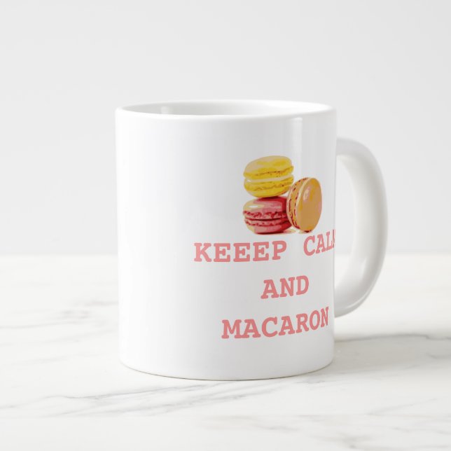 behålla lugn och makaron jumbo mugg (Framsida höger)