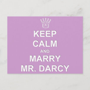 Behålla Lugn och Marry Darcy - Postcard - Lilac Vykort